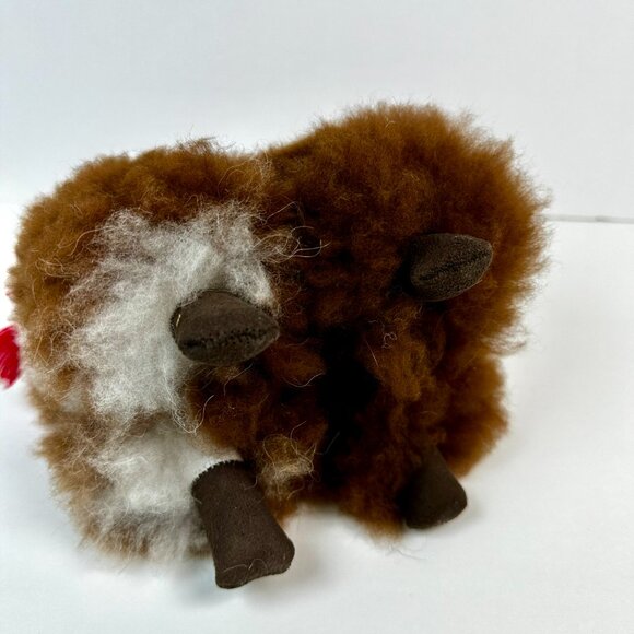 Handmade Stuffed Llama – 100% Natural Llama Wool, Brown & Ivory, Made in Peru - Picture 3 of 12